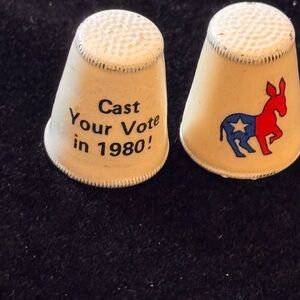 Vintage Political Party Thimble Set - Cream